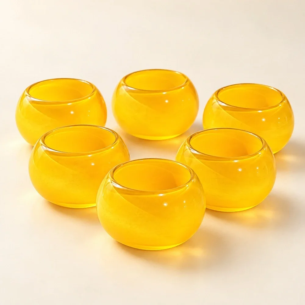Set 6 Lucite Style Napkin Rings Translucent Yellow Retro by Kohl's Home Studio